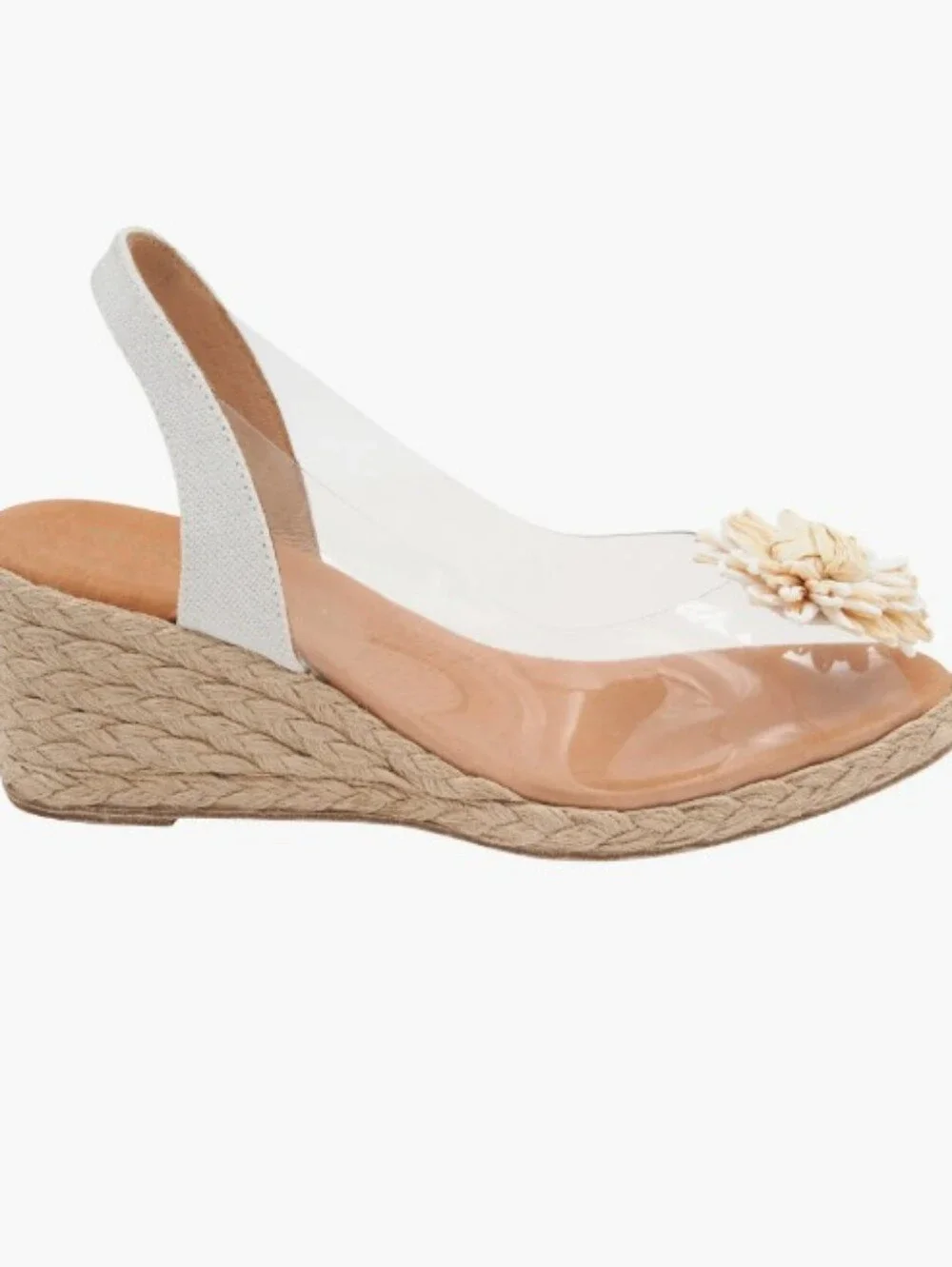 New Andre Assous Clear Floral Espadrille Wedge Slingback Sandal EU 40